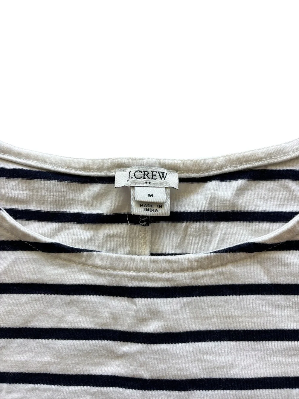 J.Crew Dress Womens M Ivory Blue Striped Nautical Ruffle Short Sleeve Teacher